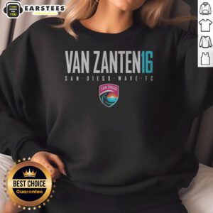 Funny San Diego Wave FC Van Zanten 16 Player Logo Design NWSL Soccer sweatshirt featuring vibrant colors and unique graphics.