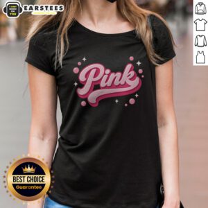 Nice Cute Pink Bubble Logo ladies shirt displayed on a flat surface with vibrant colors