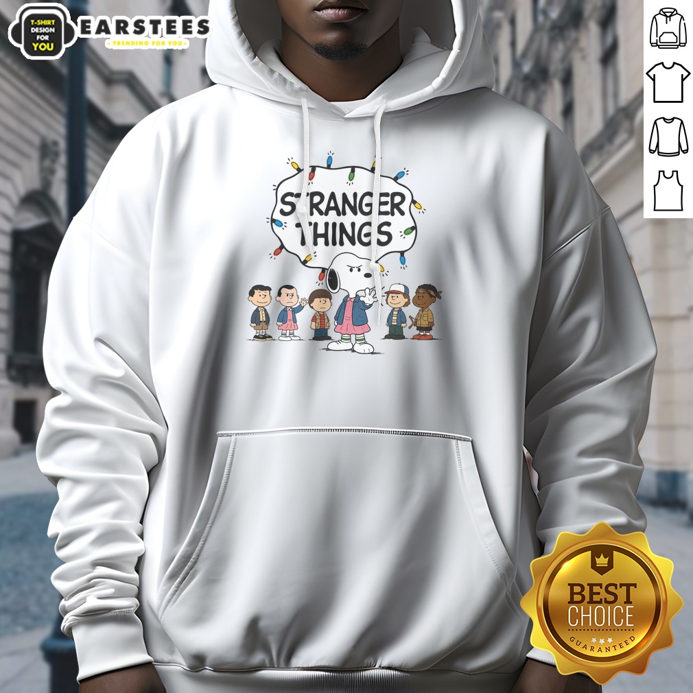 Nice Snoopy Eleven Peanuts Stranger Things Characters And Lights Shirt on Hoodie Nice Snoopy Eleven Peanuts Stranger Things Characters And Lights Shirt shown as a hoodie preview