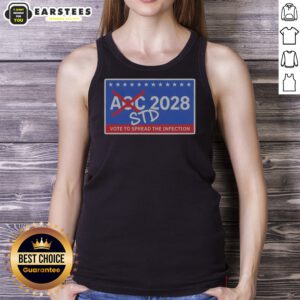 Official AOC 2028 STD Vote To Spread The Infection tank top in a vibrant design for casual wear.