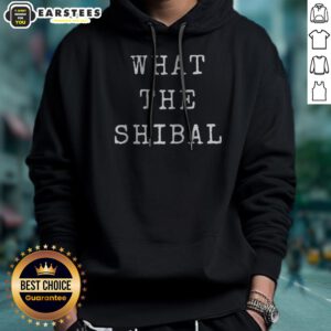 Original What The Shibal hoodie in black with bold white print, front view on a plain background