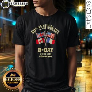 Premium 80th Anniversary D Day 6 June 1944 Normandy shirt featuring USA, Canada, and France flags