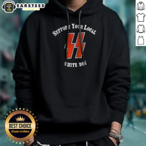 Premium Lightning Bolts Support Your Local White Boy Hoodie in black, front view with drawstring hood and kangaroo pocket