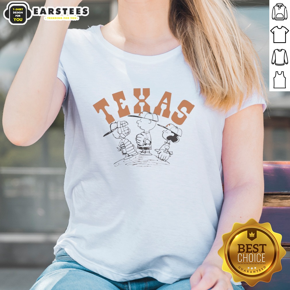 Premium Peanuts Charlie Brown Lucy Linus Texas University Of Texas Baseball Logo shirt on Ladies Shirt Premium Peanuts Charlie Brown Lucy Linus Texas University Of Texas Baseball Logo shirt shown as a ladies shirt preview
