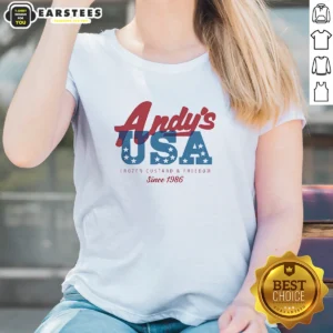 Pretty Andys USA Frozen Custard And Freedom Since 1986 Ladies Shirt