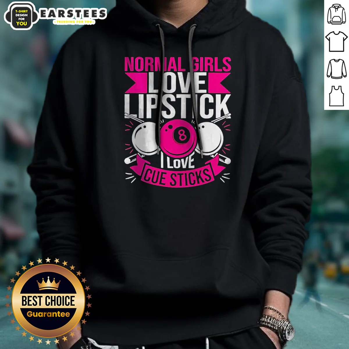 Pretty Billiards Player Pool 8 Ball Normal Girls Love Lipstick I Love Cue Sticks Hoodie