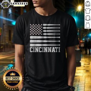 Pretty Cincinnati Baseball Bat American Flag shirt featuring vibrant colors and a patriotic design.