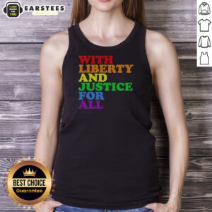Pretty With Liberty And Justice For All Pride Rainbow Text Pride Tank Top