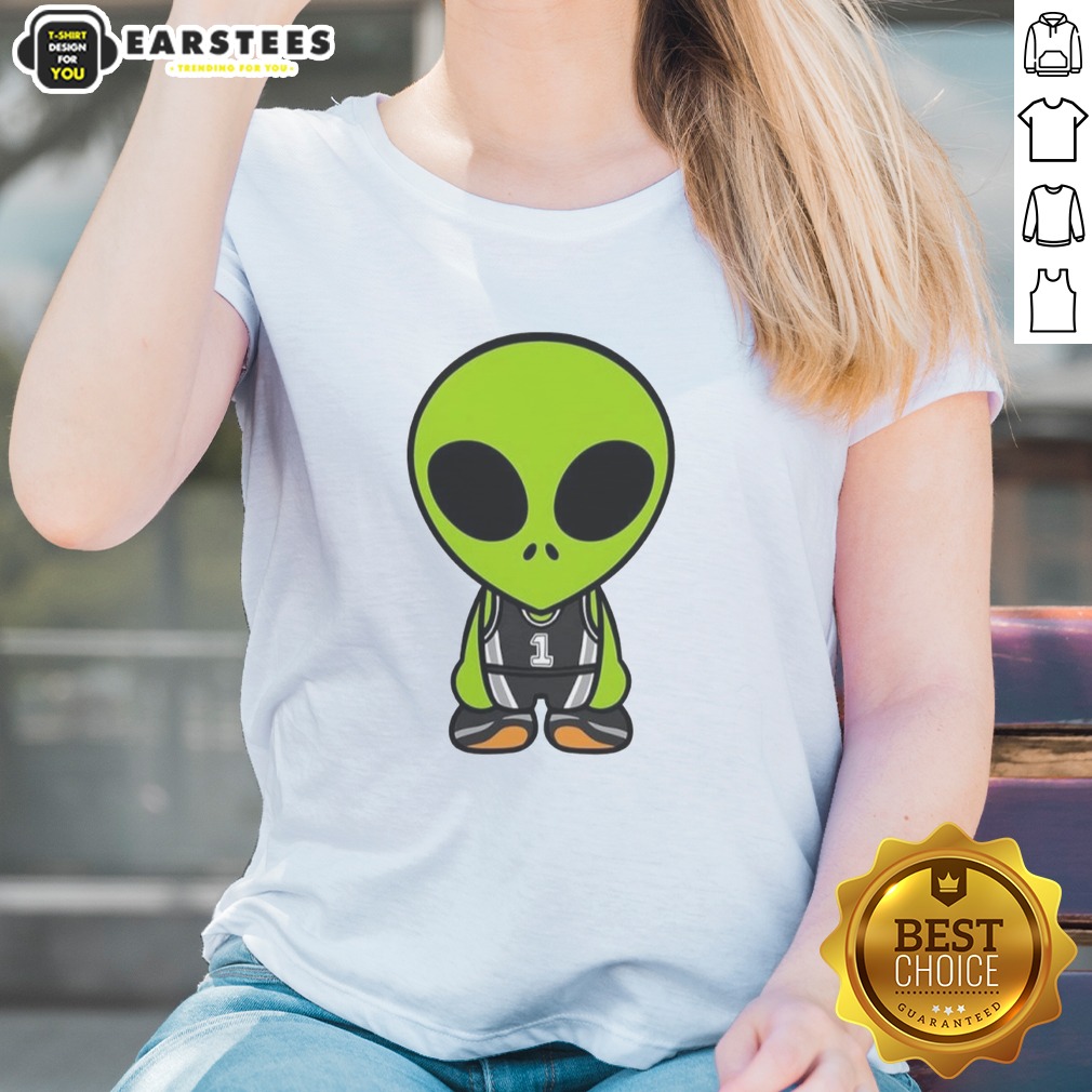 The Alien Victor Wembanyama Cartoon shirt on Ladies Shirt The Alien Victor Wembanyama Cartoon shirt shown as a ladies shirt preview