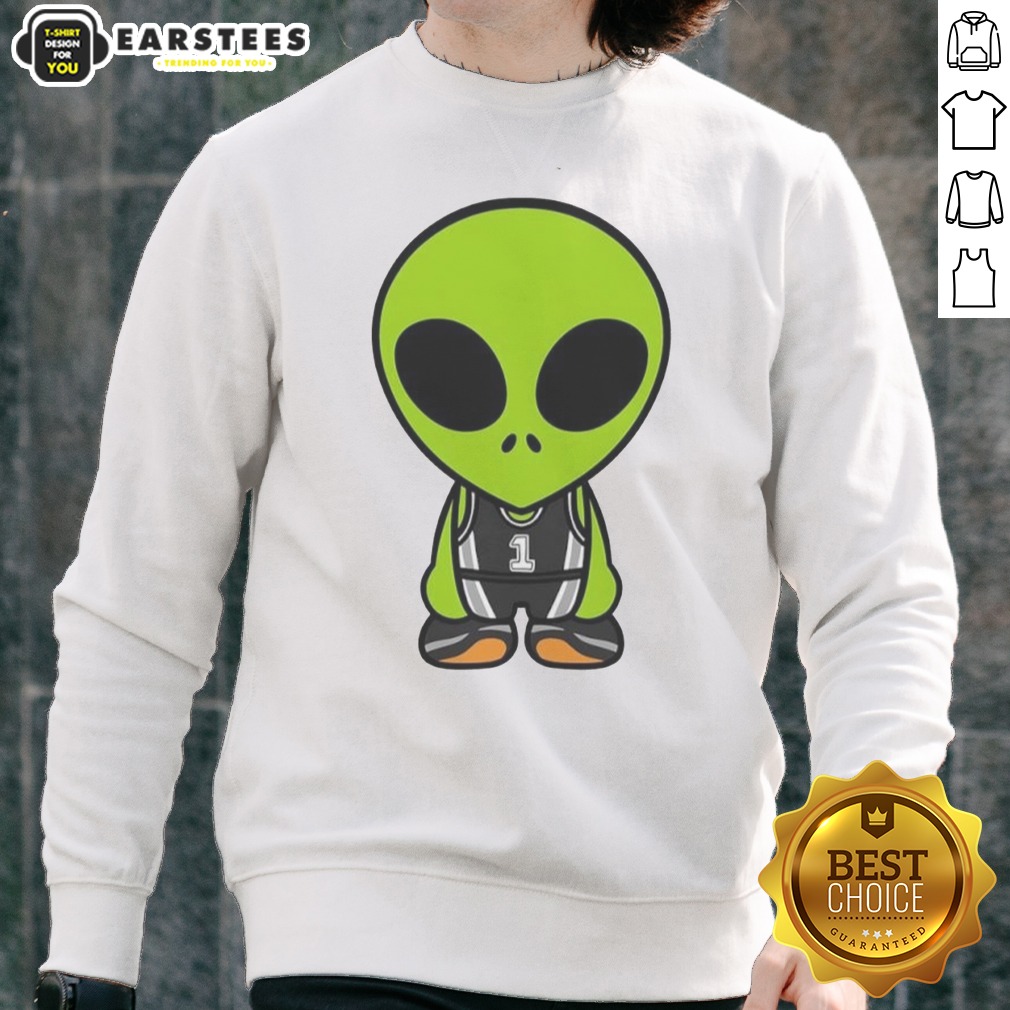 The Alien Victor Wembanyama Cartoon shirt on Sweatshirt The Alien Victor Wembanyama Cartoon shirt shown as a sweatshirt preview