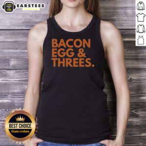 Top Bacon Egg Threes tank top featuring a fun food-themed graphic design