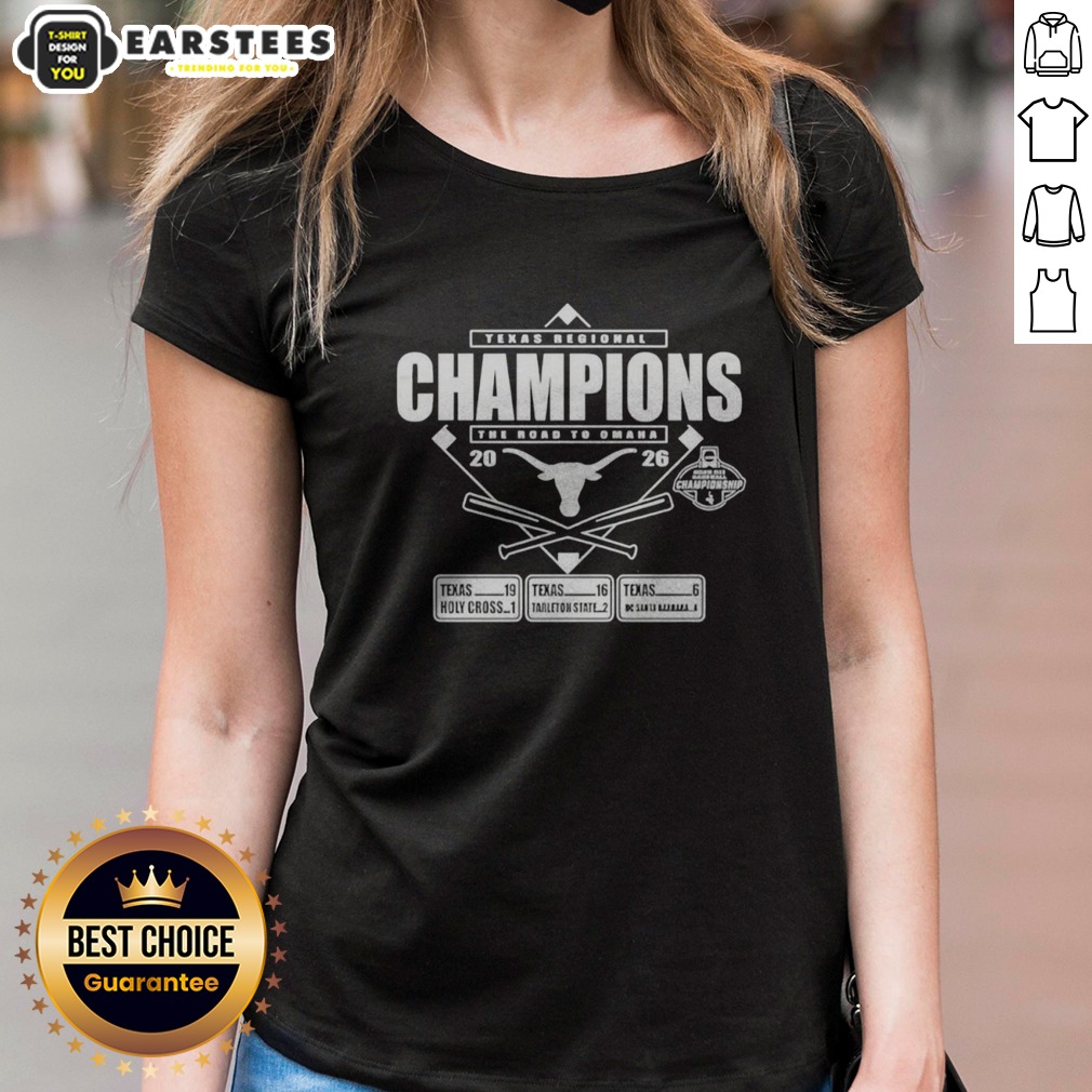 Top Texas Longhorns Austin Regional Champions 2026 shirt on Ladies Shirt Top Texas Longhorns Austin Regional Champions 2026 shirt shown as a ladies shirt preview