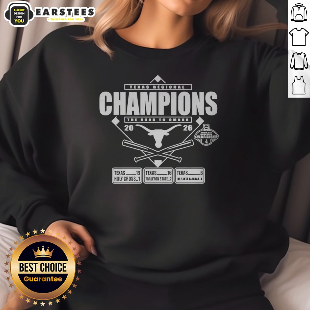 Top Texas Longhorns Austin Regional Champions 2026 shirt on Sweatshirt Top Texas Longhorns Austin Regional Champions 2026 shirt shown as a sweatshirt preview