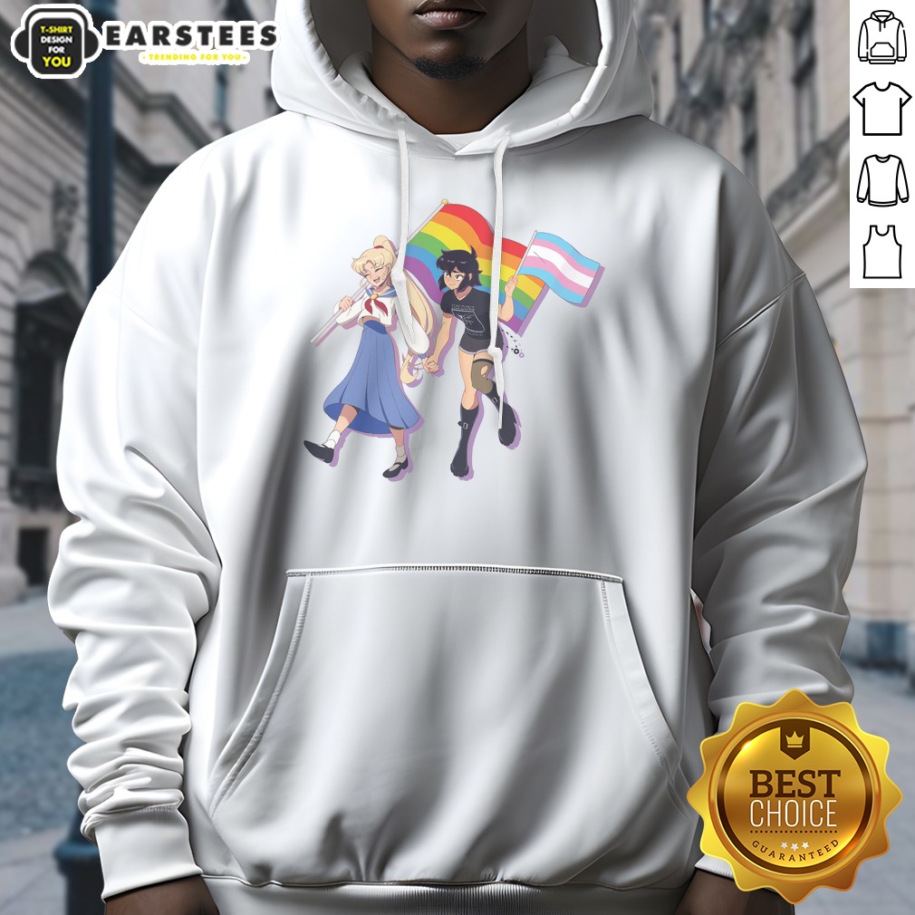 Usagi Tsukino And Sailor Moon Character Holding Obsession Pride Flag shirt on Hoodie Usagi Tsukino And Sailor Moon Character Holding Obsession Pride Flag shirt shown as a hoodie preview
