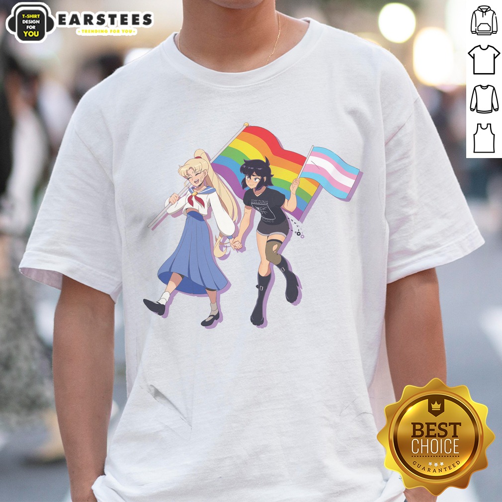 Usagi Tsukino And Sailor Moon Character Holding Obsession Pride Flag shirt on Classic Shirt Usagi Tsukino And Sailor Moon Character Holding Obsession Pride Flag shirt shown as a classic shirt preview