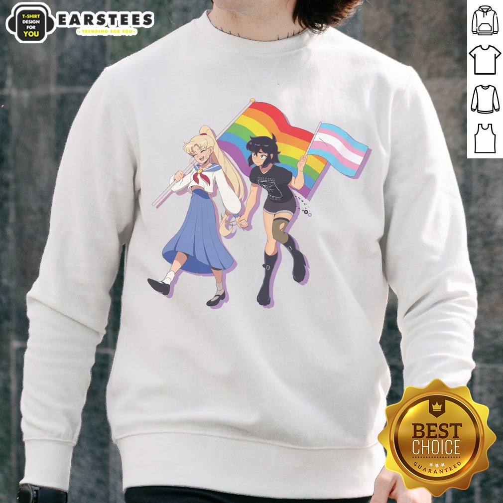 Usagi Tsukino And Sailor Moon Character Holding Obsession Pride Flag shirt on Sweatshirt Usagi Tsukino And Sailor Moon Character Holding Obsession Pride Flag shirt shown as a sweatshirt preview