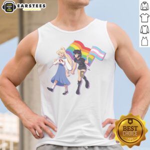 Usagi Tsukino And Sailor Moon Character Holding Obsession Pride Flag tank top featuring vibrant colors and unique design