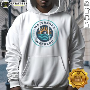 Watershed Weekend June 11 14 Logo Sun Water Icon Nature Outdoors Minimalist hoodie displayed in a natural setting