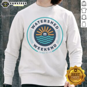 Watershed Weekend June 11 14 Logo Sun Water Icon Nature Outdoors Minimalist sweatshirt displayed on a neutral background