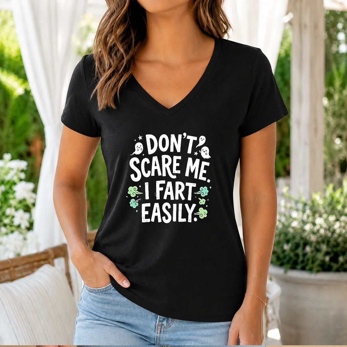 Awesome Don'T Scare Me I Fart V-Neck Shirt Awesome Don'T Scare Me I Fart V-Neck Shirt