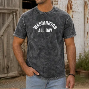 Awesome Washington Nationals Baseball All Day Washed T Shirt in soft cotton fabric with vintage washed finish