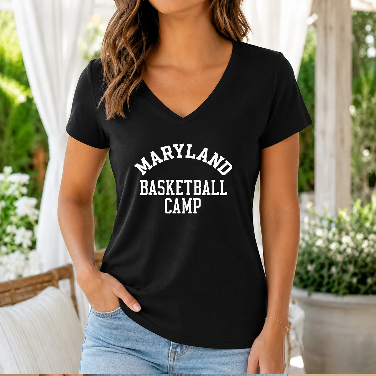 Funny Maryland Basketball Camp V-Neck Shirt Funny Maryland Basketball Camp V-Neck Shirt