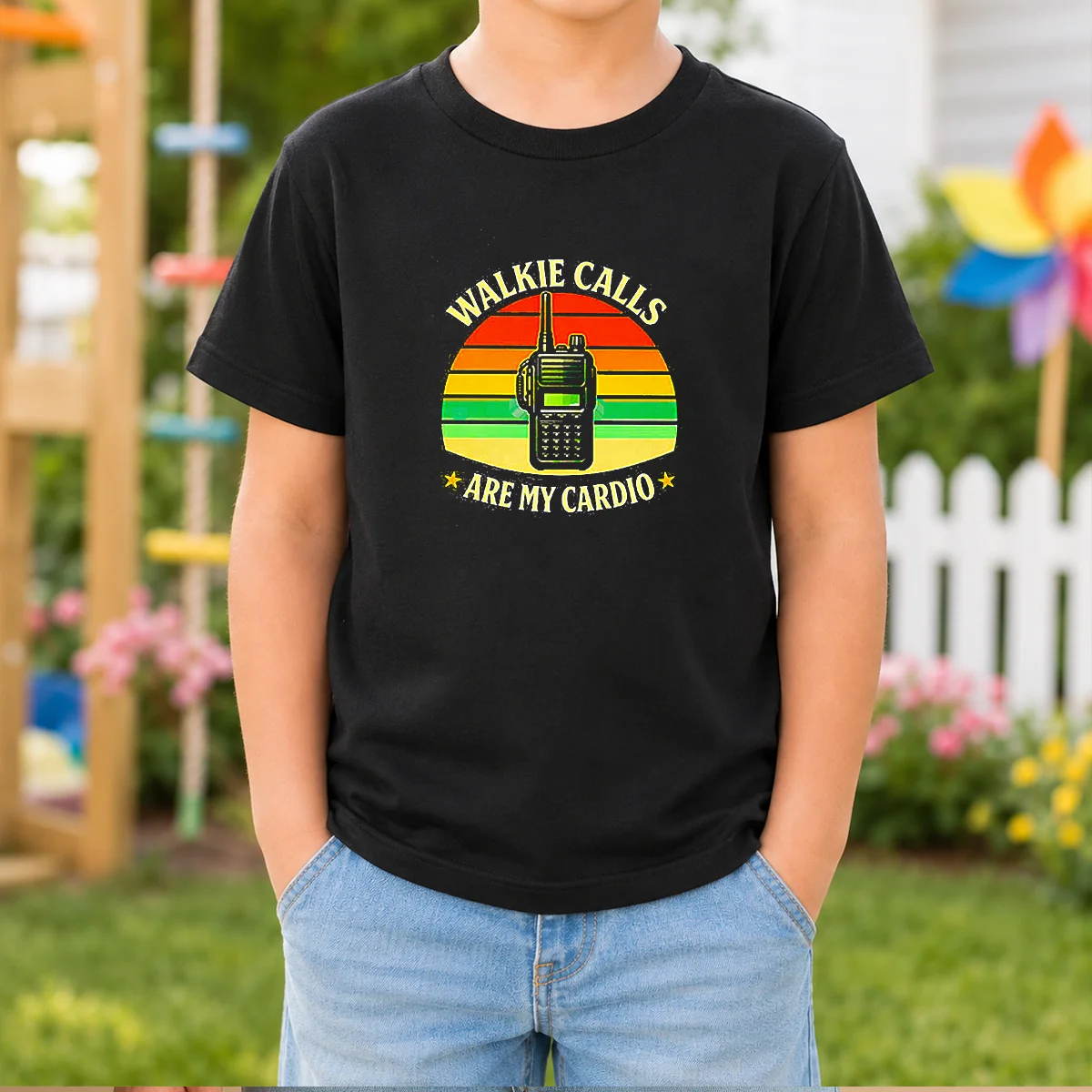 Funny Walkie Calls Are My Cardio Geek Kids T-Shirt