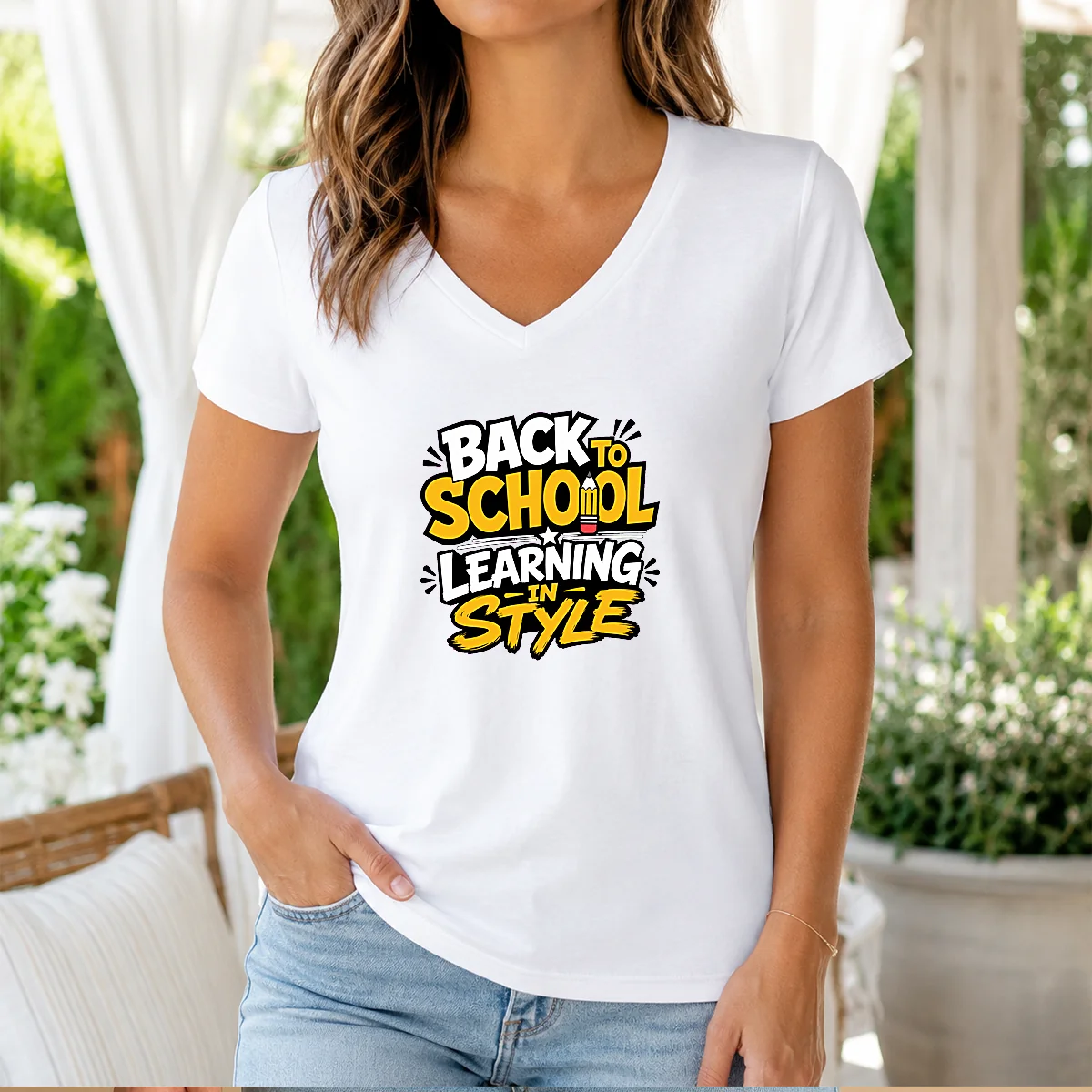 Good Back To School Learning In V-Neck Shirt Good Back To School Learning In V-Neck Shirt