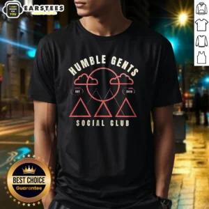 Good Humble Gents Social Club EST 2016 Mountains Clouds Sun graphic printed on a casual crew neck shirt