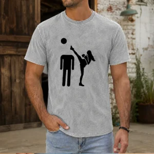 Good Kick Him Funny Washed T-Shirt