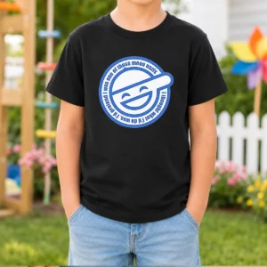 Good Laughing Man Ghost In The Shell I Was One Of Those Moon Nazis I Thought What I'D Do Was kids t shirt in white with bold graphic print