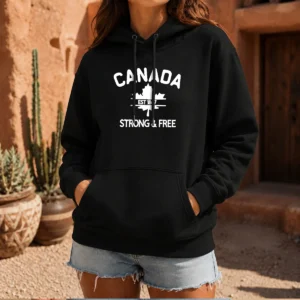 Hot Canada Est 1867 Strong & Free Maple Leaf Hoodie