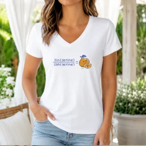 Official Sin Con Tan Gerine V Neck Shirt in white, featuring a soft fabric and classic fit