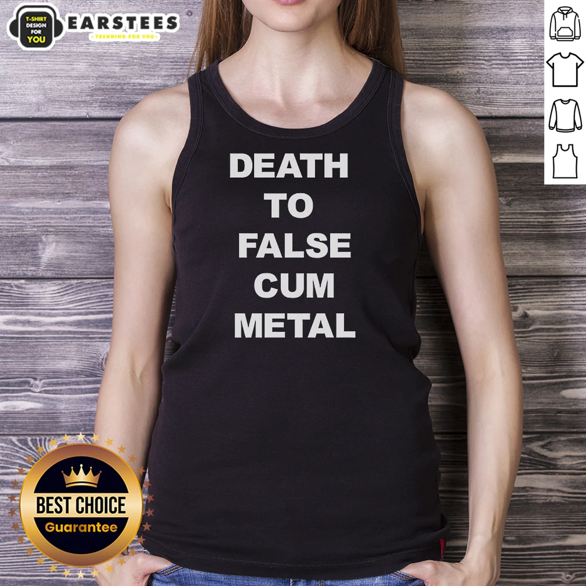 Original Death To False Cum Metal Metalhead Parody Tank Top