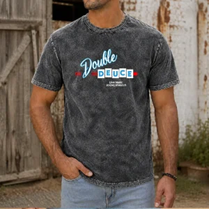 Original Double Deuce Washed T Shirt in faded black showing soft fabric texture and classic fit