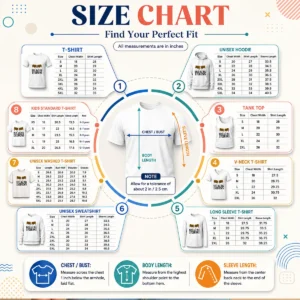 Size chart for Original Paul Has Big Eyebrows with measurements in inches and centimeters