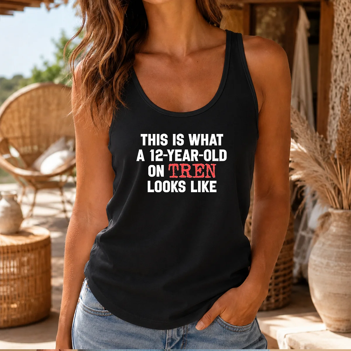 Original This Is What A 12 Year Old On Tren Looks Like Tank Top in black, casual sleeveless garment