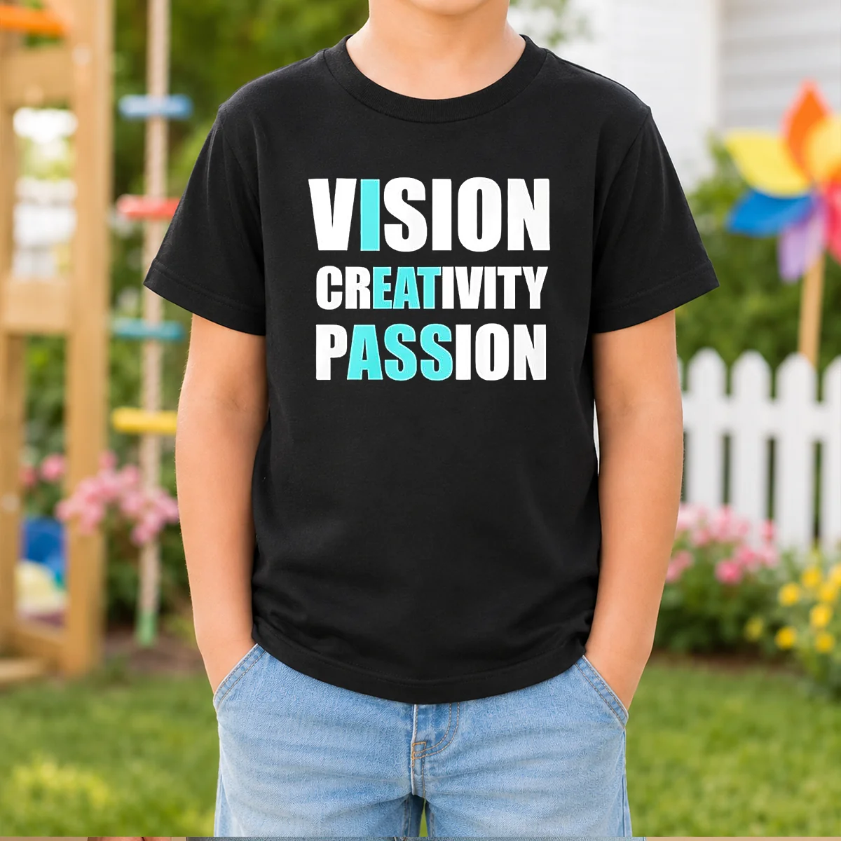 Original Vision Creativity Passion I Eat Ass Kids T Shirt in bright colors, short-sleeve cotton tee for children
