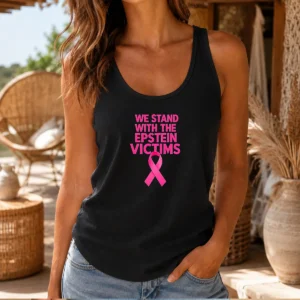 Original We Stand With The Epstein Victims Pink Ribbon Tank Top