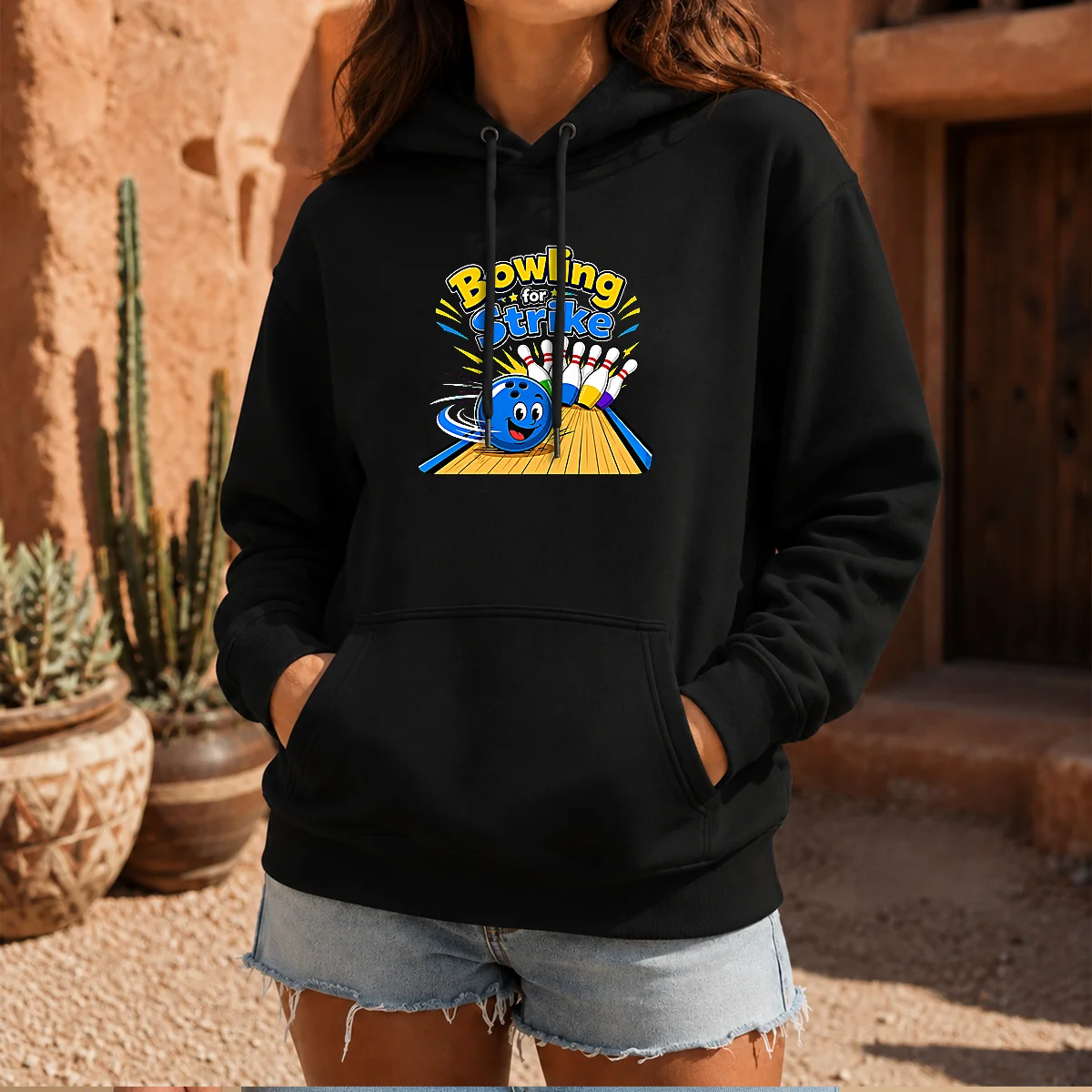 Premium Bowling For Strike Fun Vector Hoodie