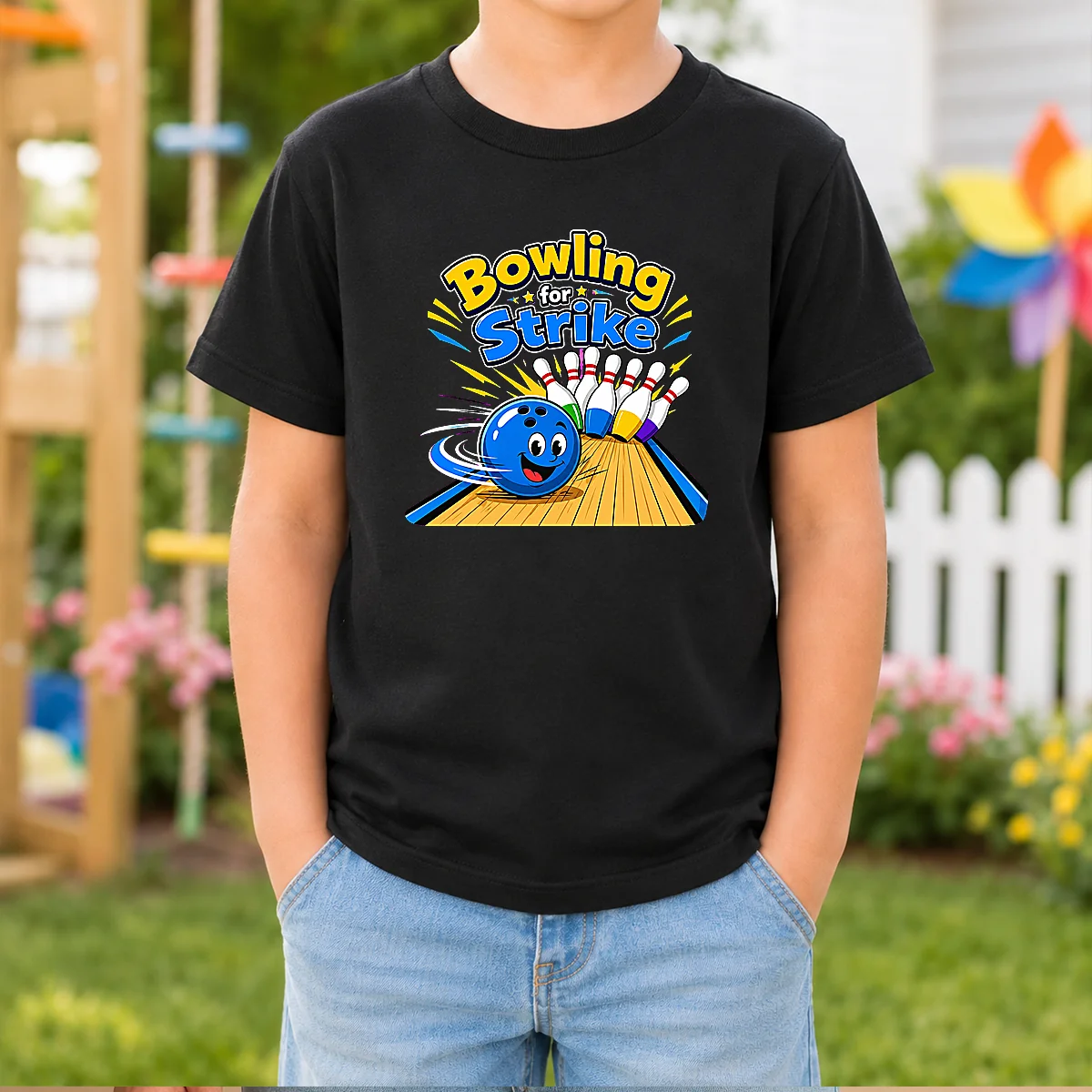 Premium Bowling For Strike Fun Vector Kids T-Shirt