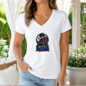Premium Takas World Anime Characters Streetwear V Neck Shirt featuring vibrant anime graphics on soft fabric