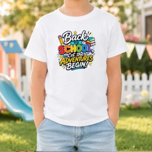Pretty Back To School Adventures Typography Kids T-Shirt