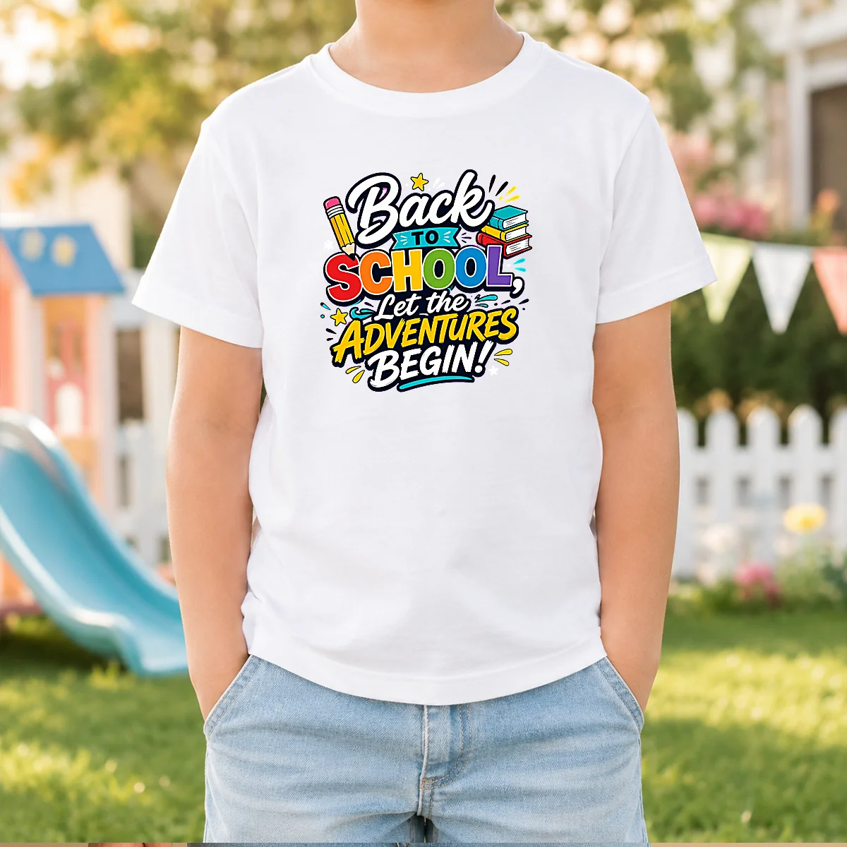 Pretty Back To School Adventures Typography Kids T-Shirt