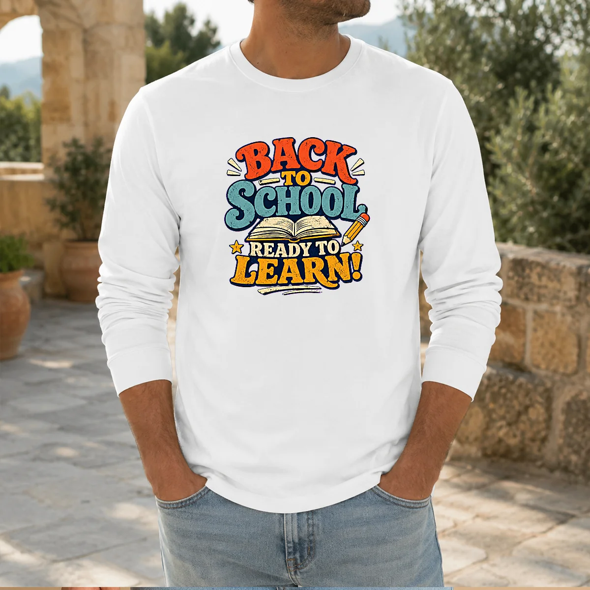 Pretty Back To School Ready To Learn Vintage Long Sleeve Shirt