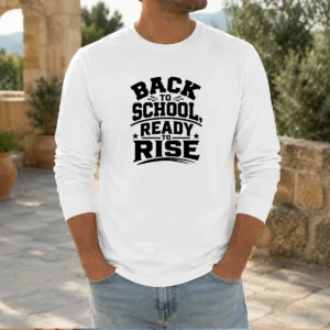 Pretty Back To School Ready To Rise Silhouette Long Sleeve Shirt in soft cotton fabric with comfortable fit