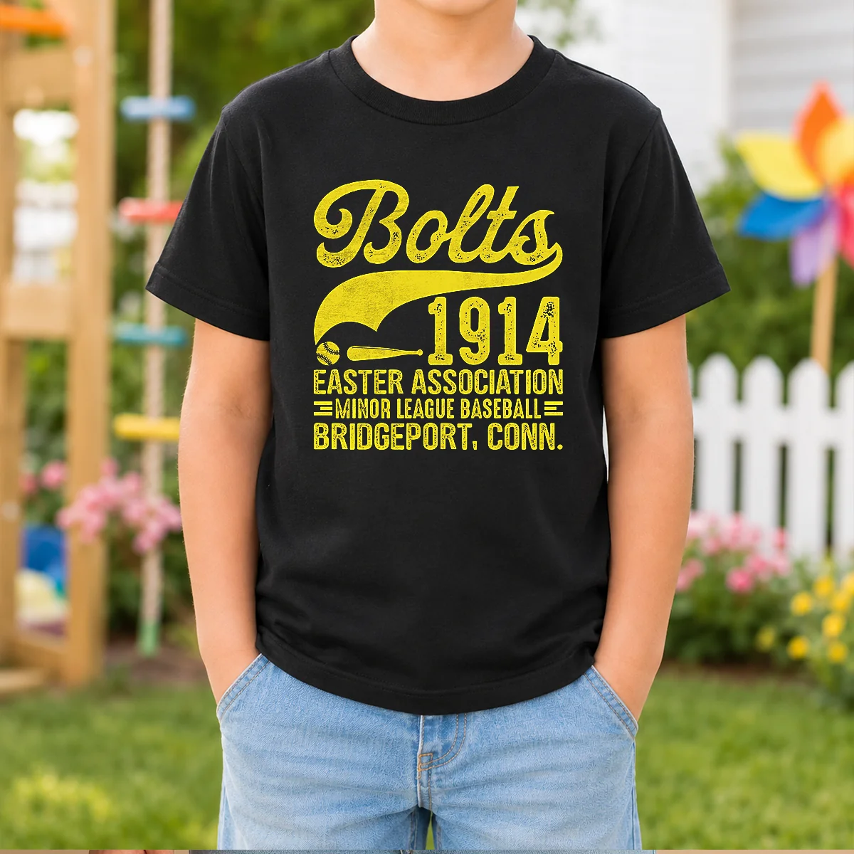 Pretty Bridgeport Bolts Connecticut Vintage Baseball Team Kids T-Shirt