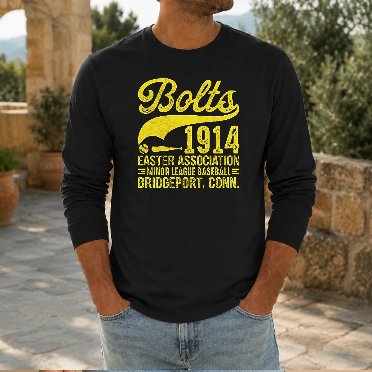 Pretty Bridgeport Bolts Connecticut Vintage Baseball Team Long Sleeve Shirt