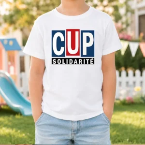 Pretty CUP Solidarity Red White Blue Logo Kids T Shirt featuring patriotic colors and bold logo on a comfortable cotton fabric