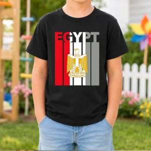 Pretty Egypt Flag Eagle Coat Of Arms Kids T Shirt featuring vibrant colors and comfortable fit for children